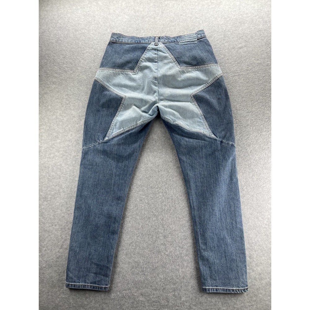 Revice Skinny Jeans Womens 30 Blue Whiskers Denim Star Patch Medium Wash Zip Fly